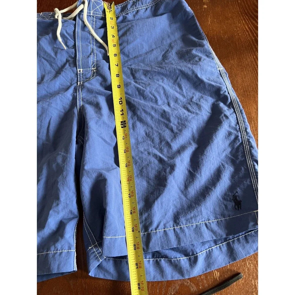 Vintage Mens Ralph Lauren Polo Swim Suit Trunks XL Blue Board Beach Velcro Short